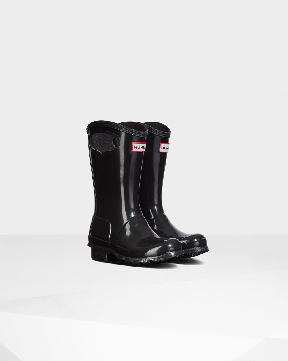 Kids Hunter Original Big Grab Handle Gloss | Rain Boots Black | NZ-82061-MHXC